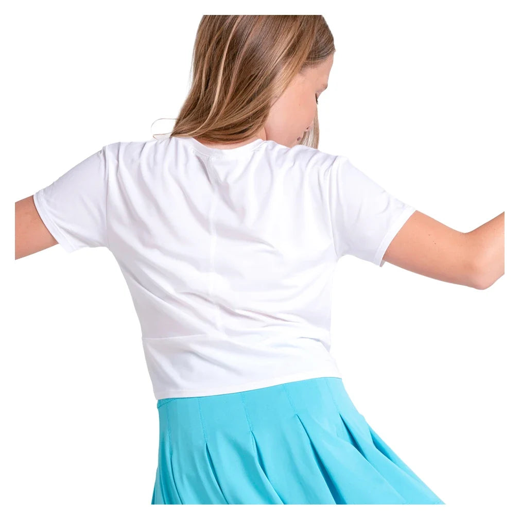 Girls' Peek-A-Bow Short Sleeve Tennis Top-Apparel-Lucky In Love-T321-2-Tennis Express