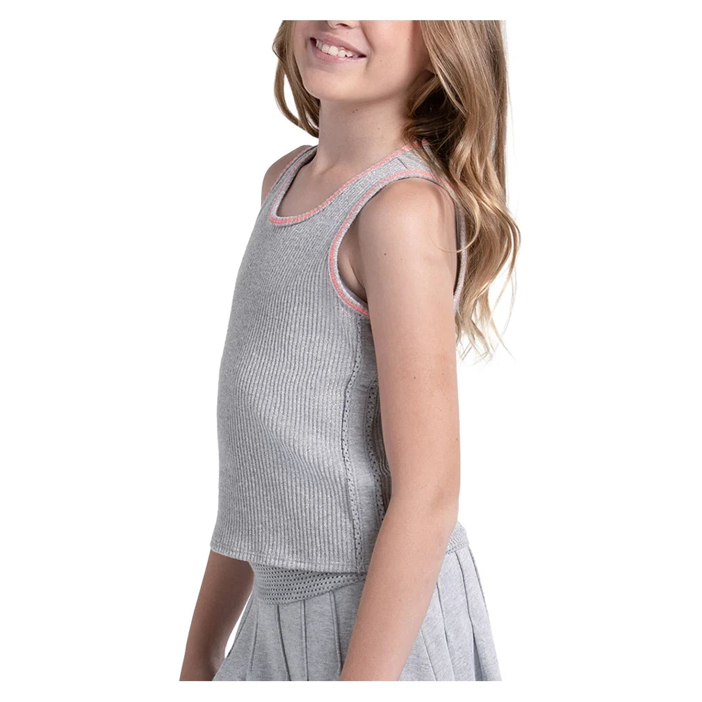 Girls' Chill Play Tennis Tank Heather Grey-Apparel-Lucky In Love-T323-080S26-1-Tennis Express