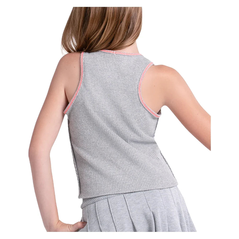 Girls' Chill Play Tennis Tank Heather Grey-Apparel-Lucky In Love-T323-080S26-2-Tennis Express