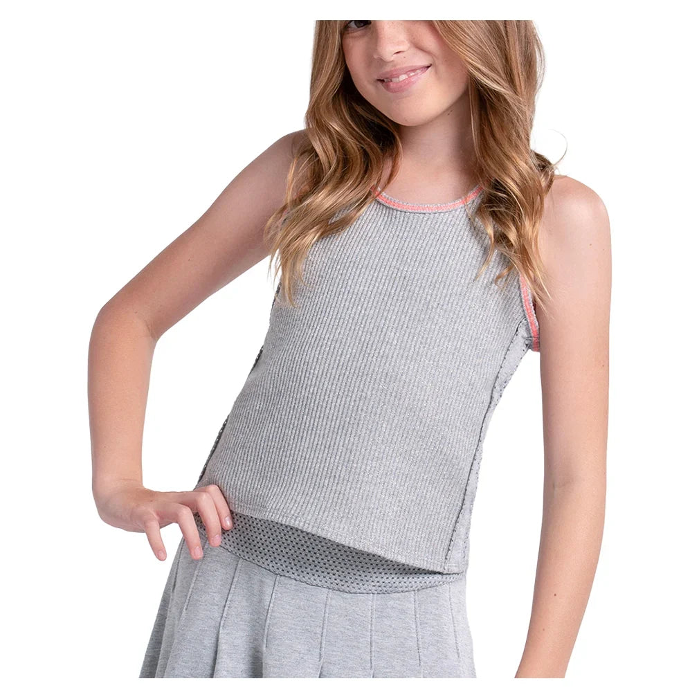 Girls' Chill Play Tennis Tank Heather Grey-Apparel-Lucky In Love-T323-080S26-708191Tennis Express