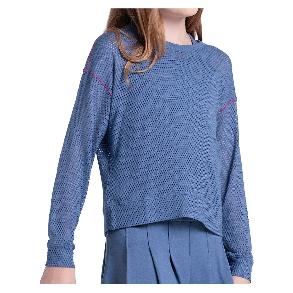 Girls' Chill Day Long Sleeve Tennis Top Steel Blue,Apparel,Lucky In Love,,,Tennis Express,T324-445-1