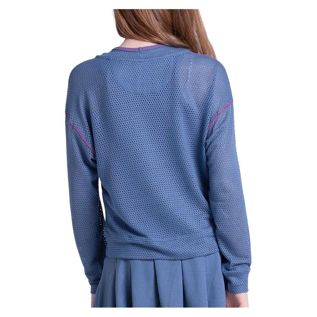 Girls' Chill Day Long Sleeve Tennis Top Steel Blue,Apparel,Lucky In Love,,,Tennis Express,T324-445-2