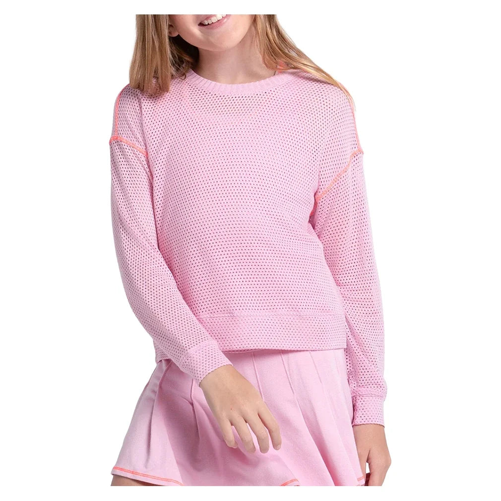 Girls' Chill Day Long Sleeve Tennis Top Paris Pink,Apparel,Lucky In Love,Paris Pink,2XS,Tennis Express,T324-679U26