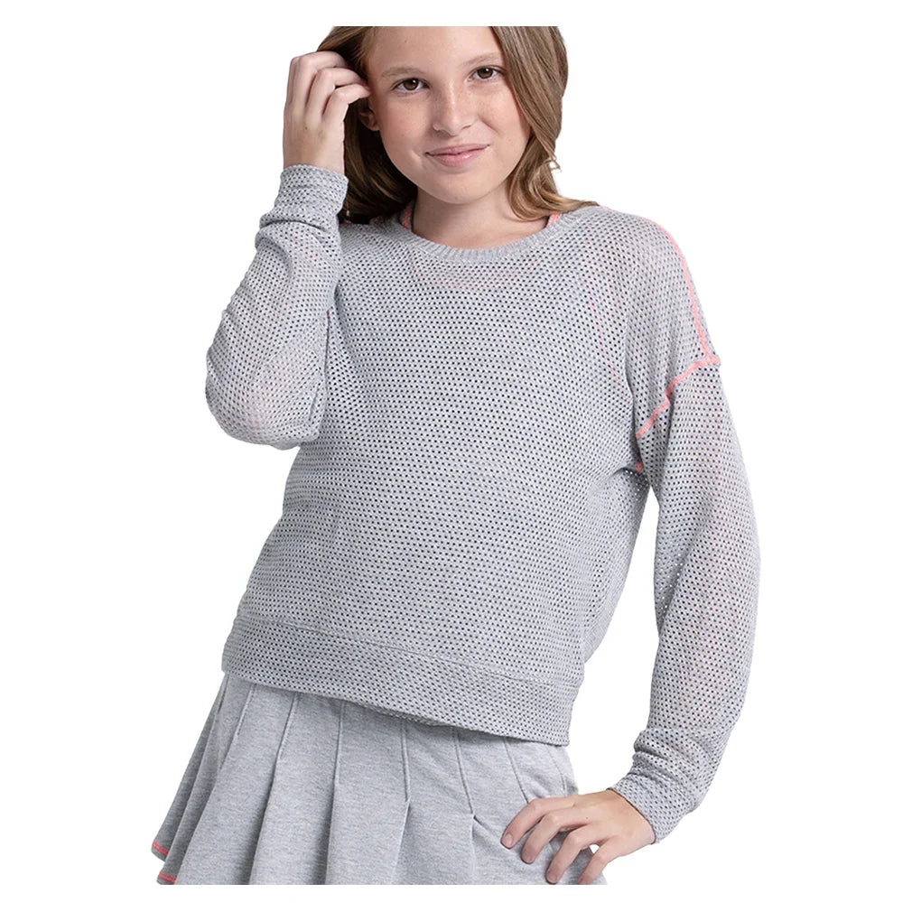 Girls' Chill Day Long Sleeve Tennis Top Heather Grey-Apparel-Lucky In Love-T324-77E080S26-708196Tennis Express