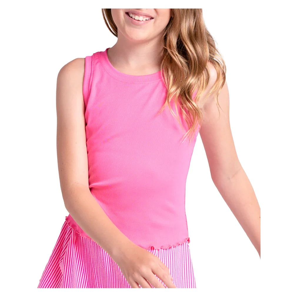 Girls' Flutterline Tennis Tank Taffy-Apparel-Lucky In Love-T325-695-Tennis Express