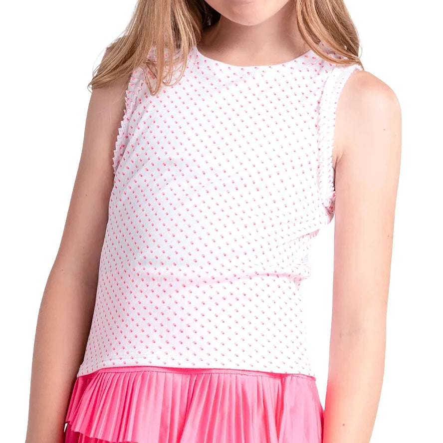 Girls' Poppy Dot Tennis Tank-Apparel-Lucky In Love-T326-47G695-Tennis Express