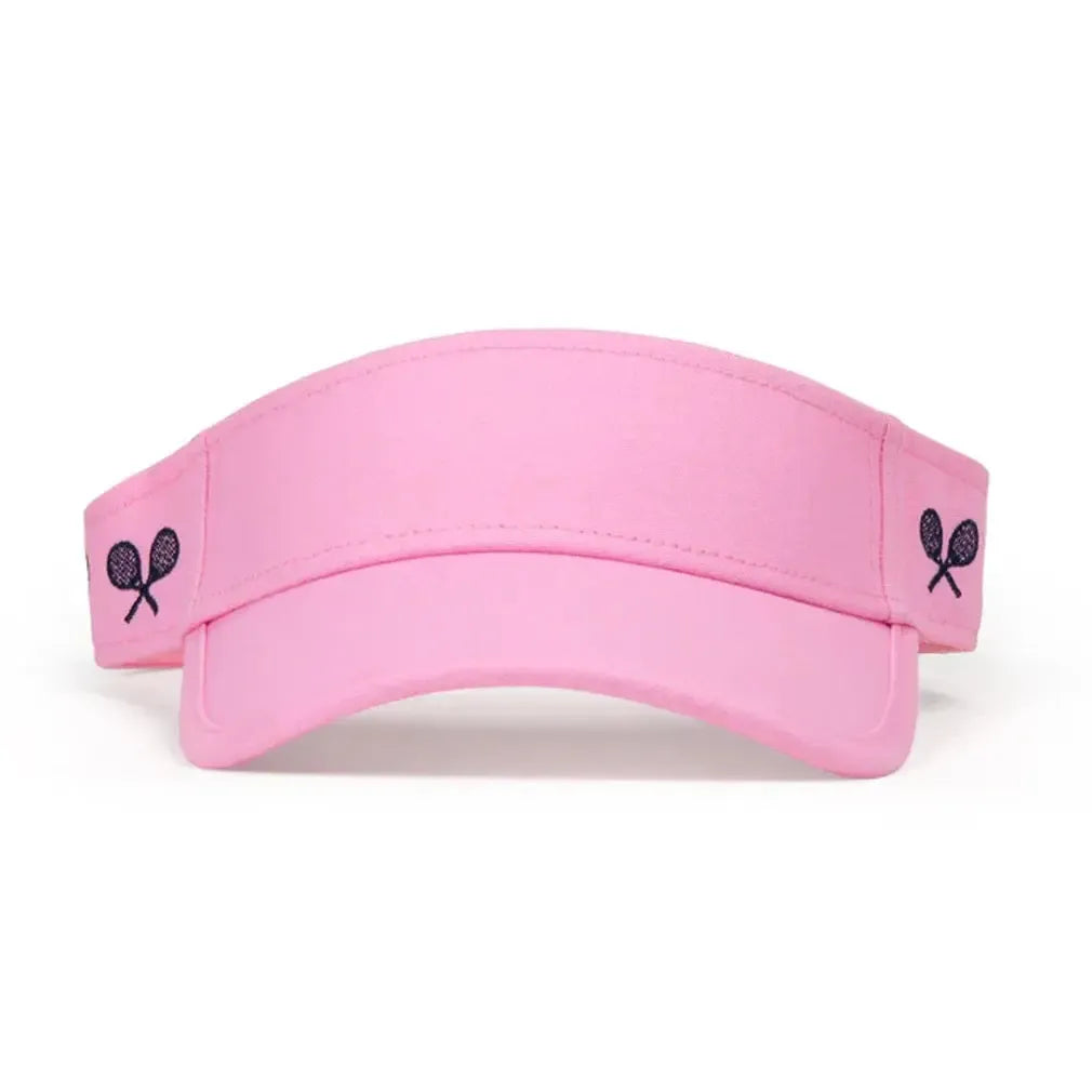 Juniors' Tennis Canvas Visor Pink Crossed Racquets-Apparel-Ame and Lulu-TCV-S25-1-1-[Sku]-Tennis Express