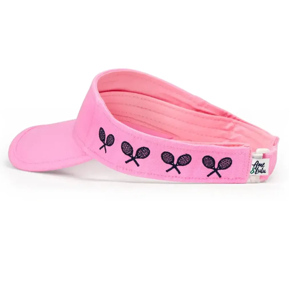 Juniors' Tennis Canvas Visor Pink Crossed Racquets-Apparel-Ame and Lulu-TCV-S25-2-[Sku]-Tennis Express