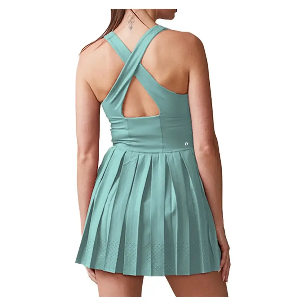 Women's Sleeveless Cross Back Pleated Tennis Dress Blue Frost-Apparel-Thrive Societe-TD9044024-BFF25-4-Tennis Express