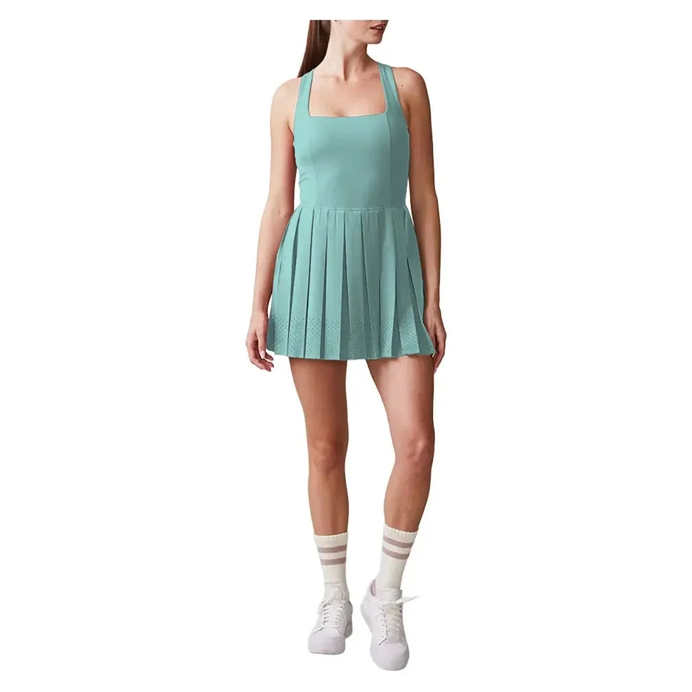 Women's Sleeveless Cross Back Pleated Tennis Dress Blue Frost-Apparel-Thrive Societe-TD9044024-BFF25-Tennis Express