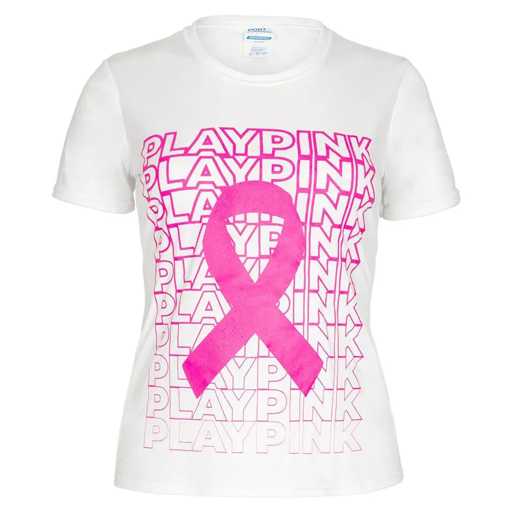 Women's Play Pink Performance Tee White-Apparel-TENNIS EXPRESS-TEPLAYPINKWH-1_bbb47d40-a4ef-4895-9fed-8447fab7f876-Tennis Express