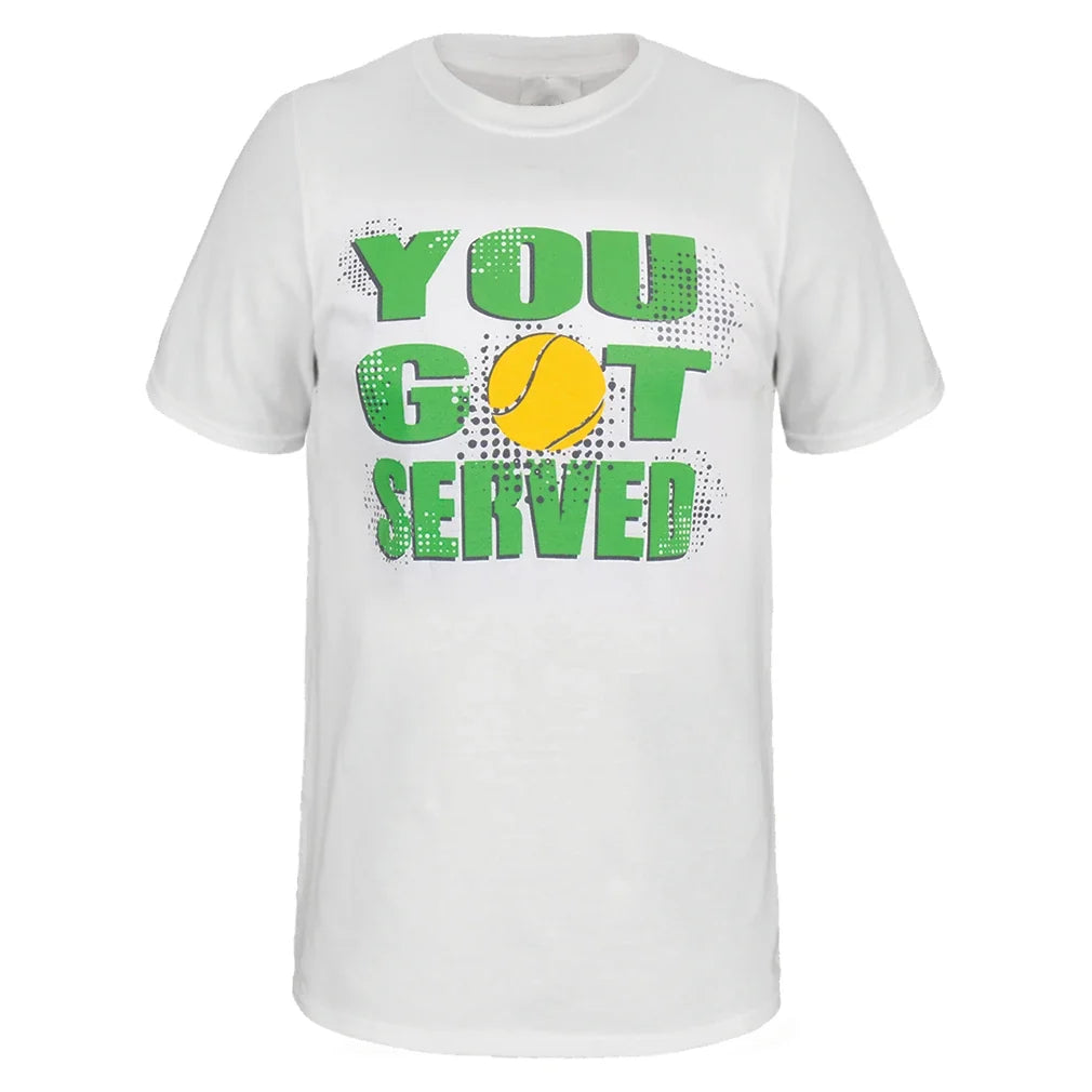You Got Served Unisex Tennis Tee White-Apparel-TENNIS EXPRESS-TESERVED18-1-1-[Sku]-Tennis Express