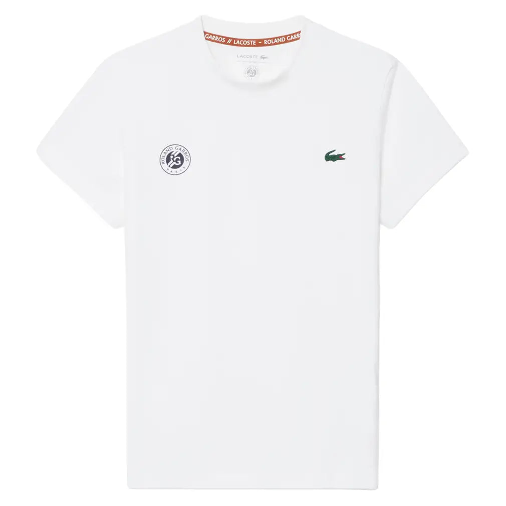 Women's Roland Garros Tennis T-Shirt,Apparel,Lacoste,001 White,2(EUR34),Tennis Express,TF8310-001-1