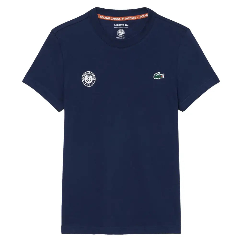 Women's Roland Garros Tennis T-Shirt,Apparel,Lacoste,166 Navy,2(EUR34),Tennis Express,TF8310-166-1