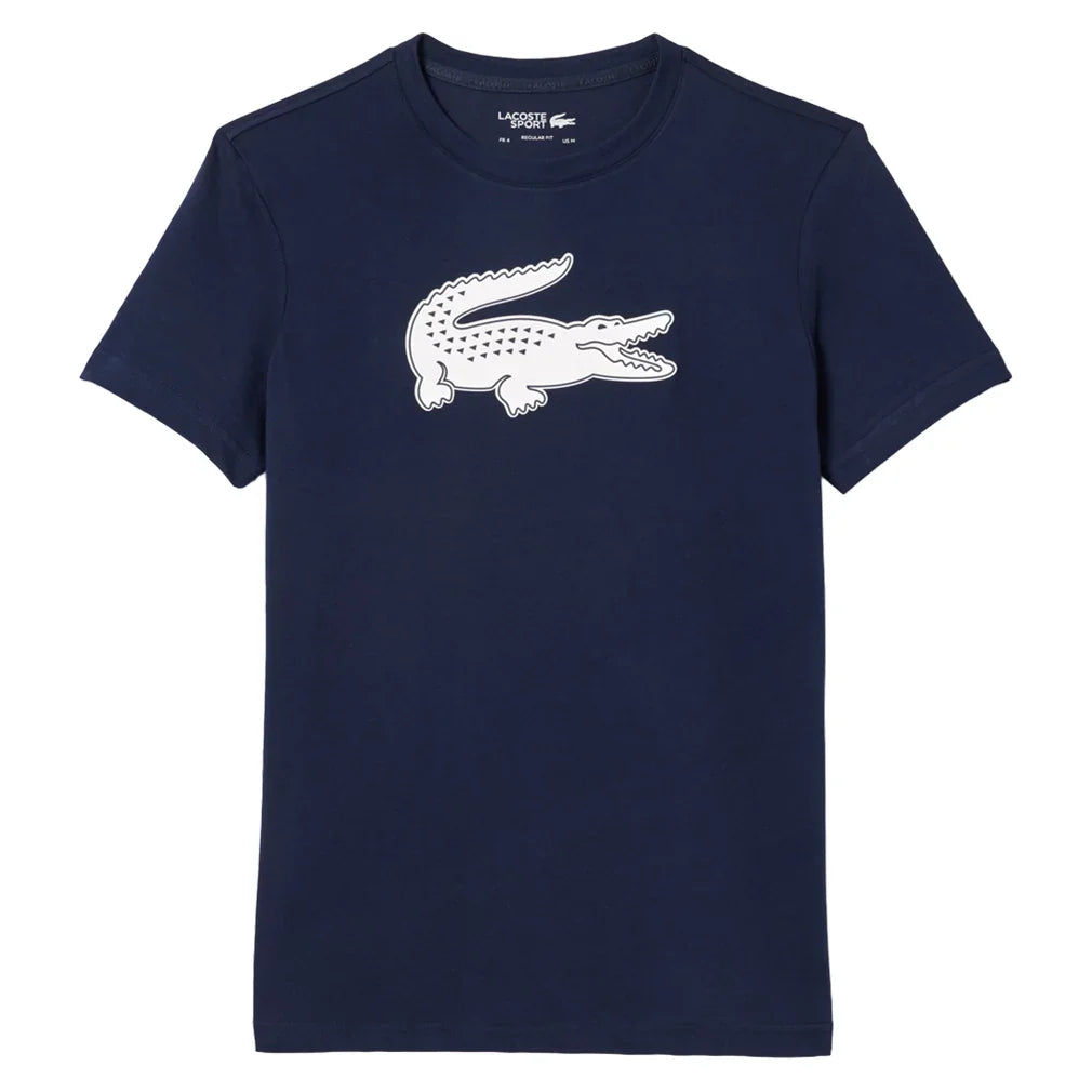 Men's Poly/Cotton Big Croc Tennis Tee-Apparel-Lacoste-TH2042-B-525-4-Tennis Express