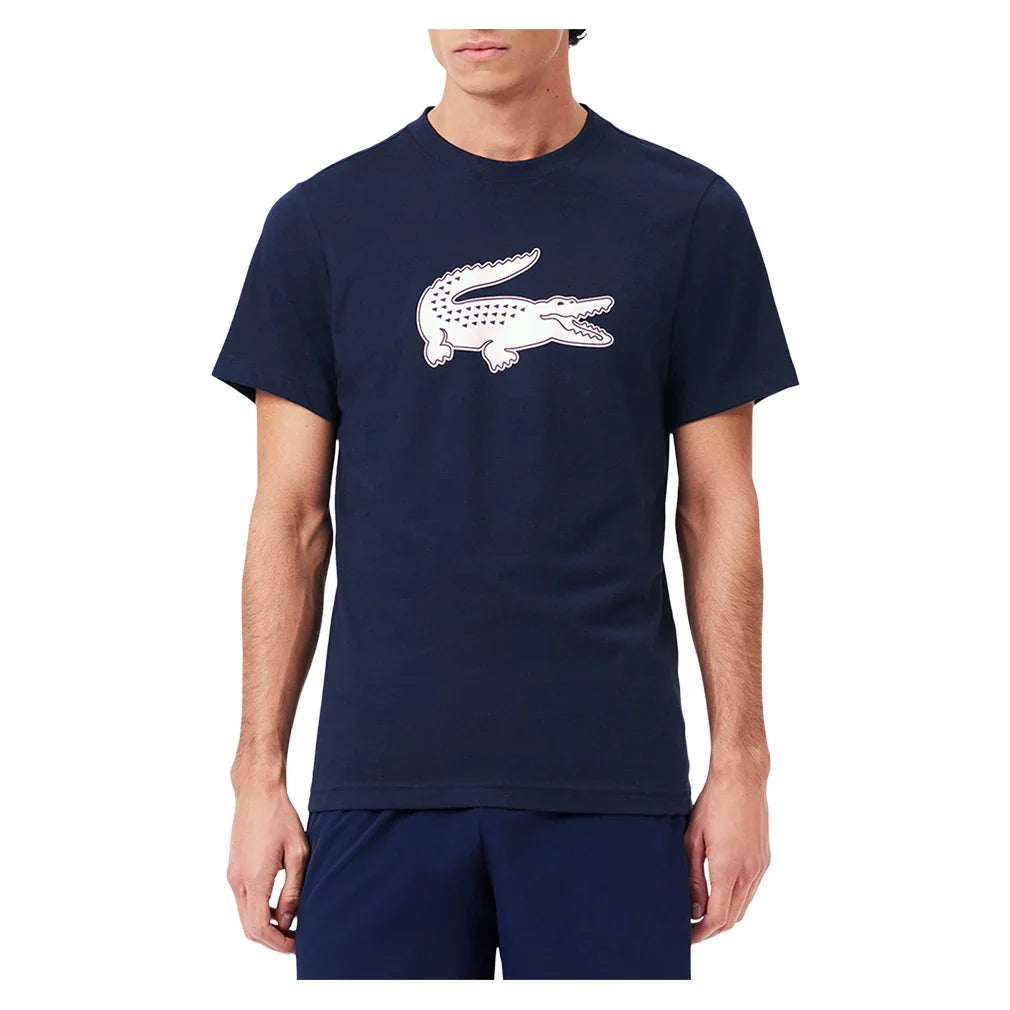 Men's Poly/Cotton Big Croc Tennis Tee-Apparel-Lacoste-TH2042-B-525-Tennis Express