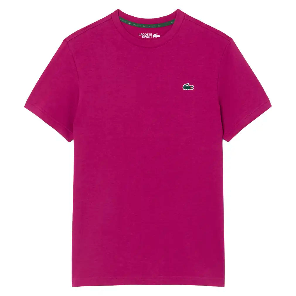 Men's Core Performance Tennis Training Graphic Tee,Apparel,Lacoste,LRR Rubine Red/White,S,Tennis Express,TH6655-F26-LRR-1