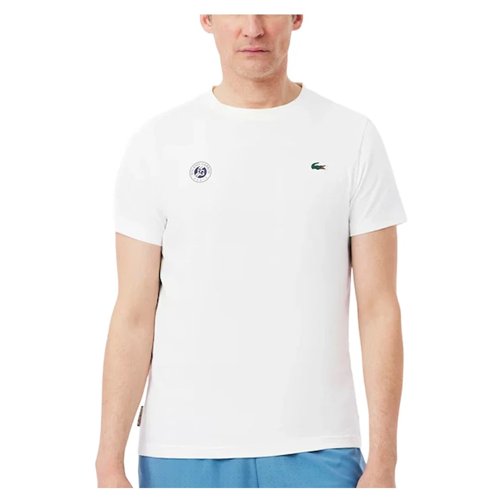 Men's Roland Garros Classic Tennis T-Shirt,Apparel,Lacoste,001 White,S,Tennis Express,TH8309-100