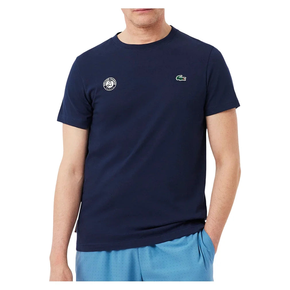Men's Roland Garros Classic Tennis T-Shirt,Apparel,Lacoste,166 Navy,S,Tennis Express,TH8309-166