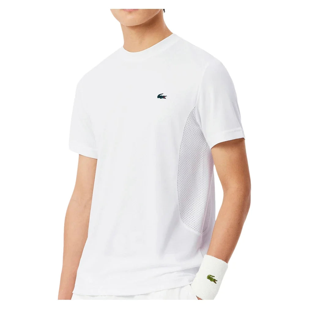 Men's Novak Djokovic Tennis T-Shirt White-Apparel-Lacoste-TH9973-001-Tennis Express