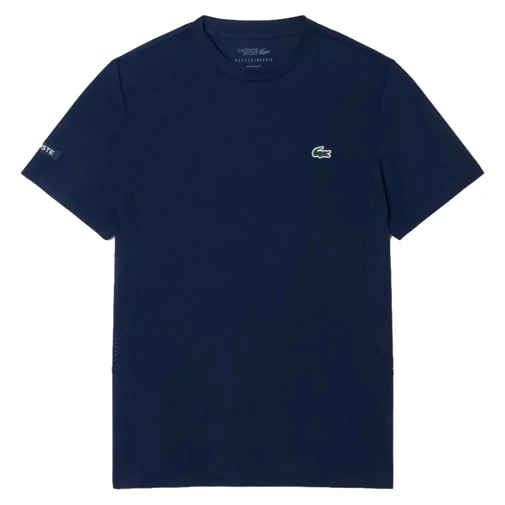 Men's Novak Djokovic Tennis T-Shirt Navy-Apparel-Lacoste-TH9973-166-1-Tennis Express