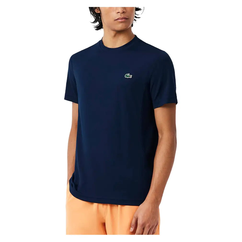 Men's Novak Djokovic Tennis T-Shirt Navy-Apparel-Lacoste-TH9973-166-3-Tennis Express