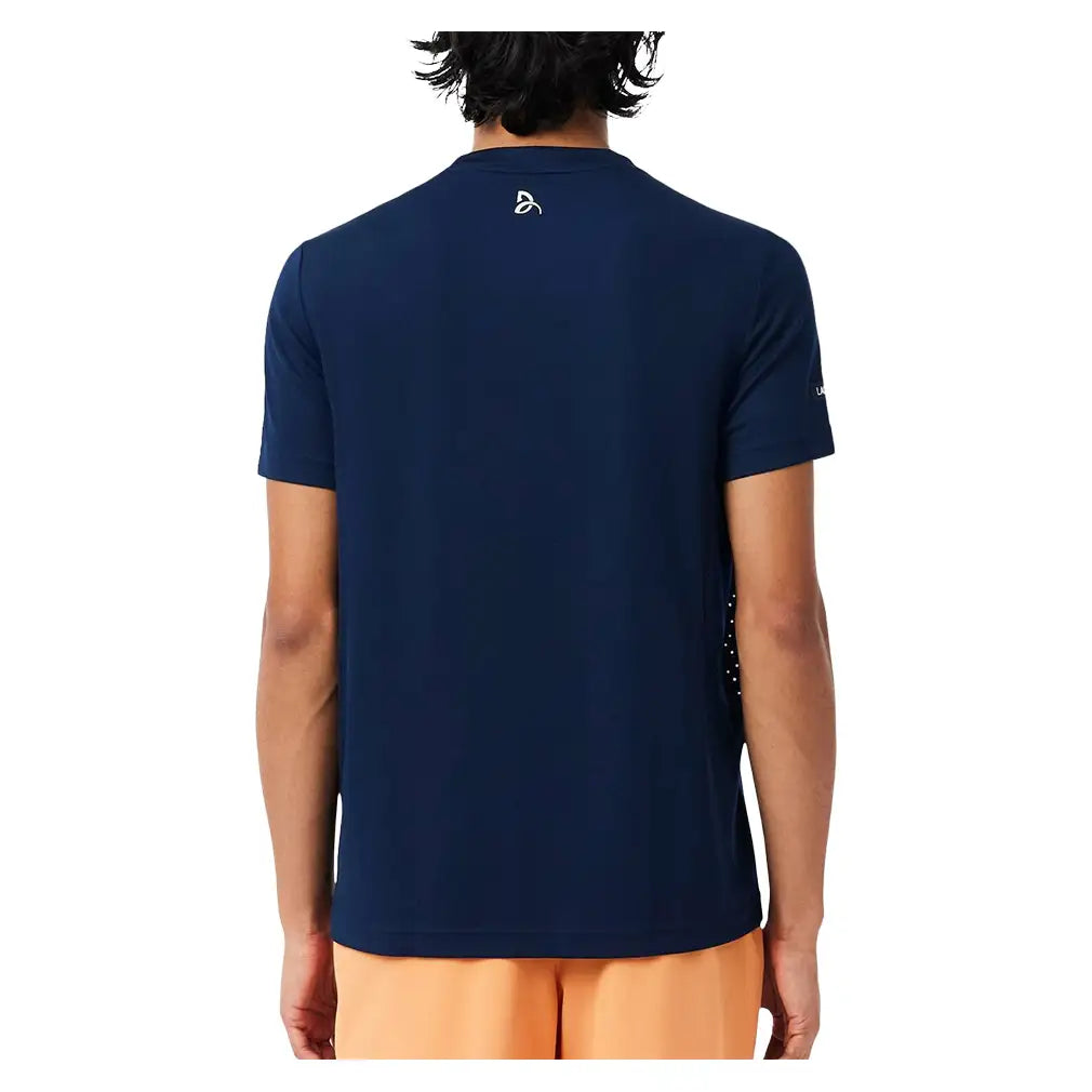 Men's Novak Djokovic Tennis T-Shirt Navy-Apparel-Lacoste-TH9973-166-4-Tennis Express