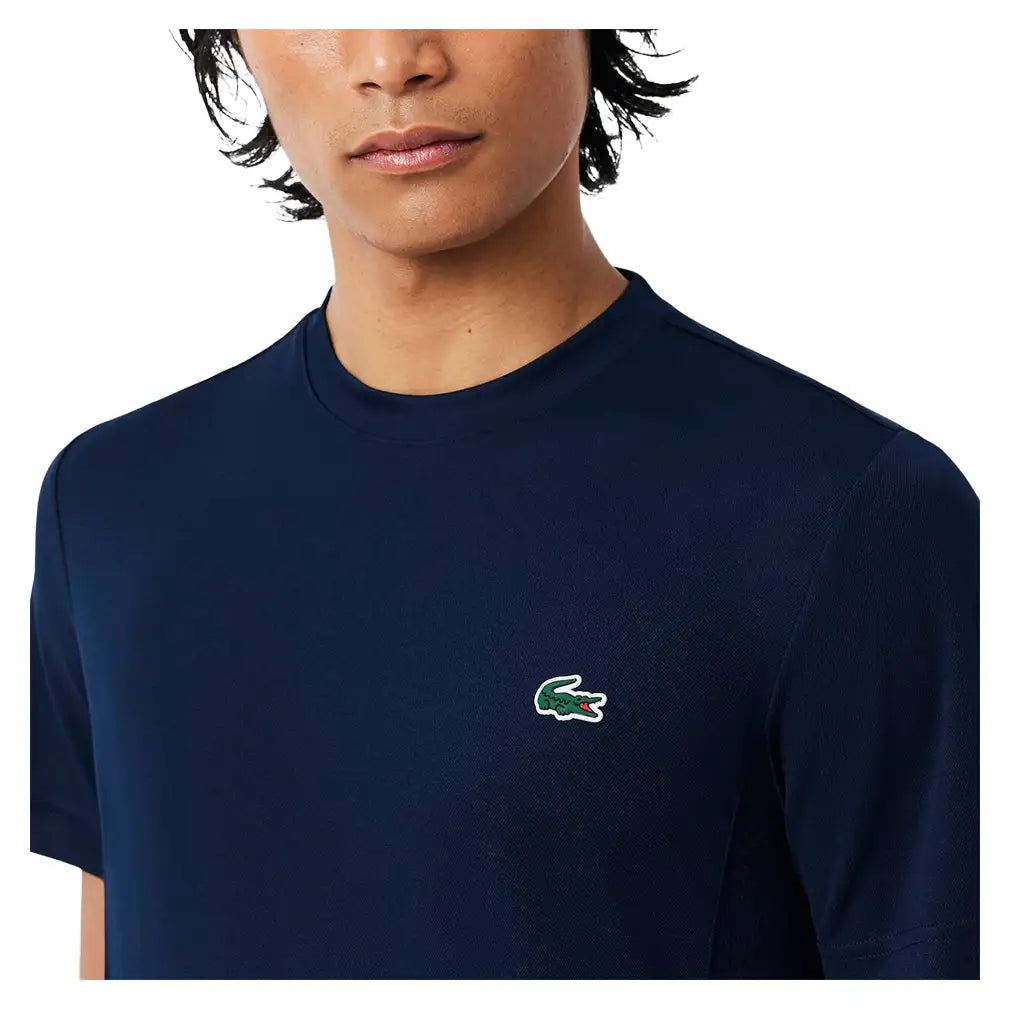 Men's Novak Djokovic Tennis T-Shirt Navy-Apparel-Lacoste-TH9973-166-6-Tennis Express