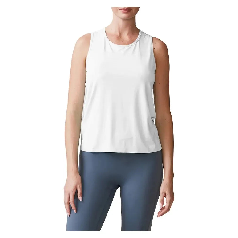 Women's UPF Performance Racer Tennis Tank White-Apparel-Thrive Societe-TK4170543-WHTF25-Tennis Express
