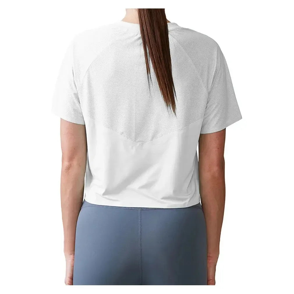 Women's UPF Crop Performance Tennis Tee White-Apparel-Thrive Societe-TK4171543-WHTF25-1-Tennis Express