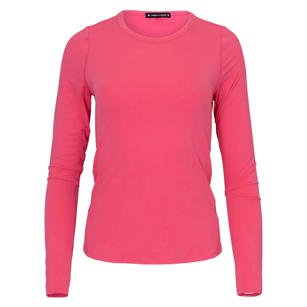 Women's Perforated Long Sleeve Top Solar Pink,Apparel,Thrive Societe,,,Tennis Express,TK4230714