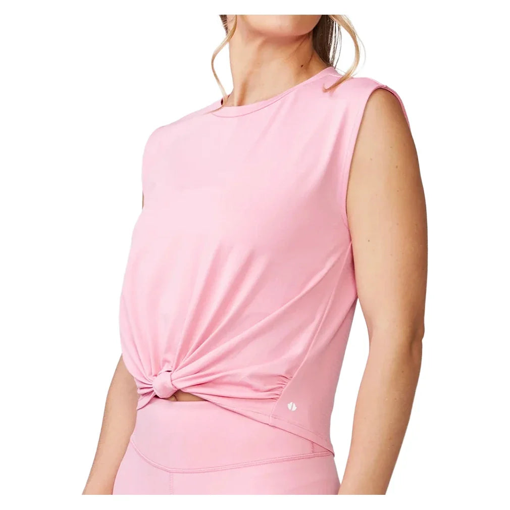 Women's Knot Front Tennis Tank Pure Pink,Apparel,Thrive Societe,,,Tennis Express,TK4243203-PP-1