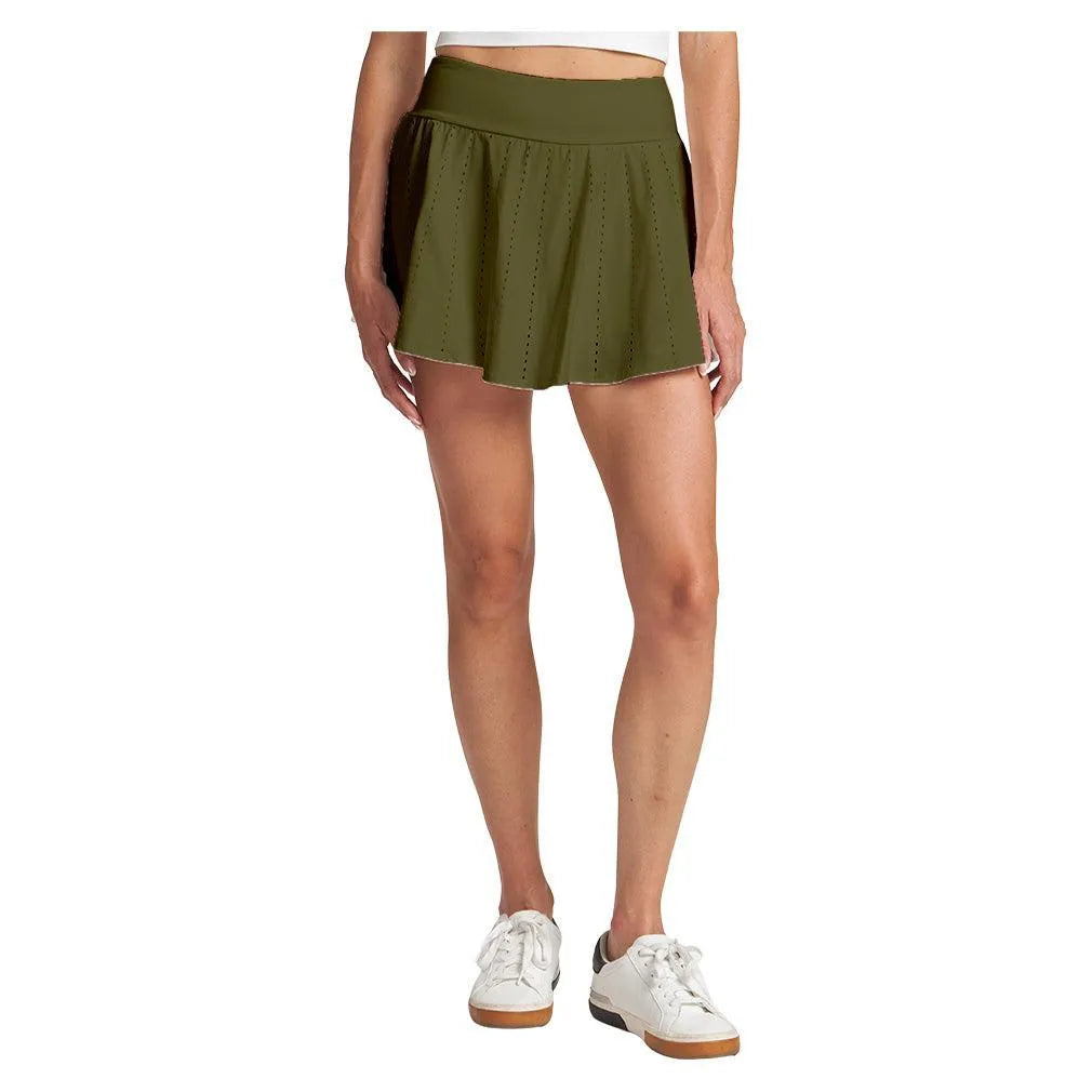 Women's Endure Perforated Tennis Skort Deep Olive-Apparel-Thrive Societe-TM7019024-DOF25-Tennis Express