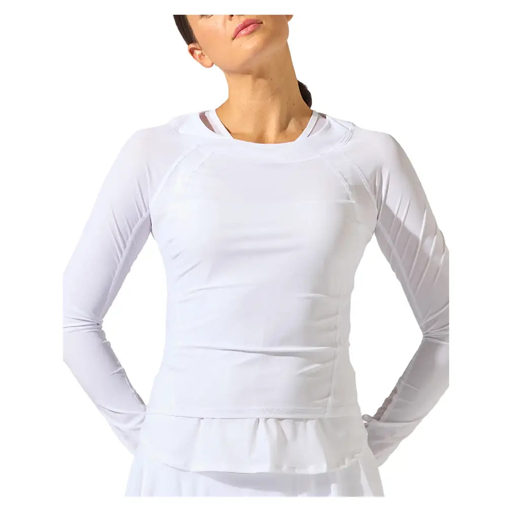 Women's Her Majesty Long Sleeve Tennis Top White-Apparel-Bobbe-TRC-HM-1001-3-Tennis Express