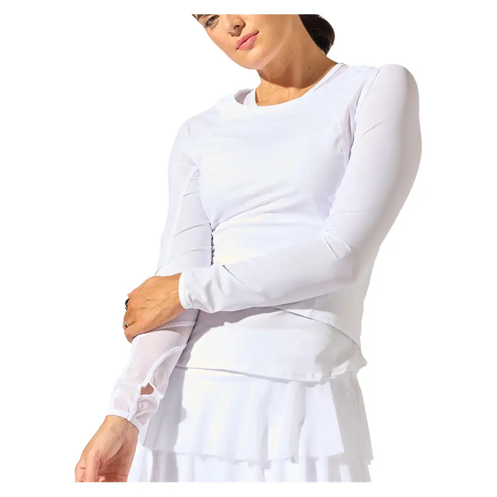Women's Her Majesty Long Sleeve Tennis Top White-Apparel-Bobbe-TRC-HM-1001-5-Tennis Express