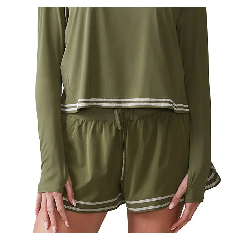 Women's Novelty Stitch Run Tennis Short Deep Olive-Apparel-Thrive Societe-TS2061714-DOF25-Tennis Express