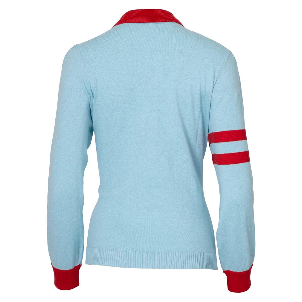 Women's Mulligan Sweater Light Blue and Red,Apparel,Bubble,,,Tennis Express,ULS-LBR-1