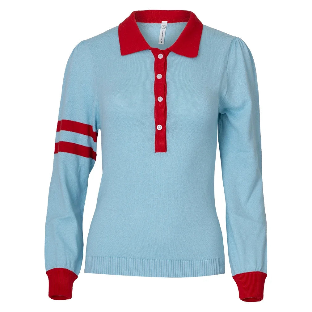 Women's Mulligan Sweater Light Blue and Red,Apparel,Bubble,Light Blue/Red,XS,Tennis Express,ULS-LBR