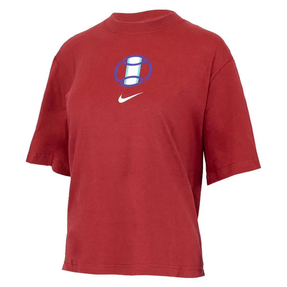Women's Paris Cotton Short Sleeve Boxy Tennis Top-Apparel-Nike-W11122FO-U25-R-Tennis Express