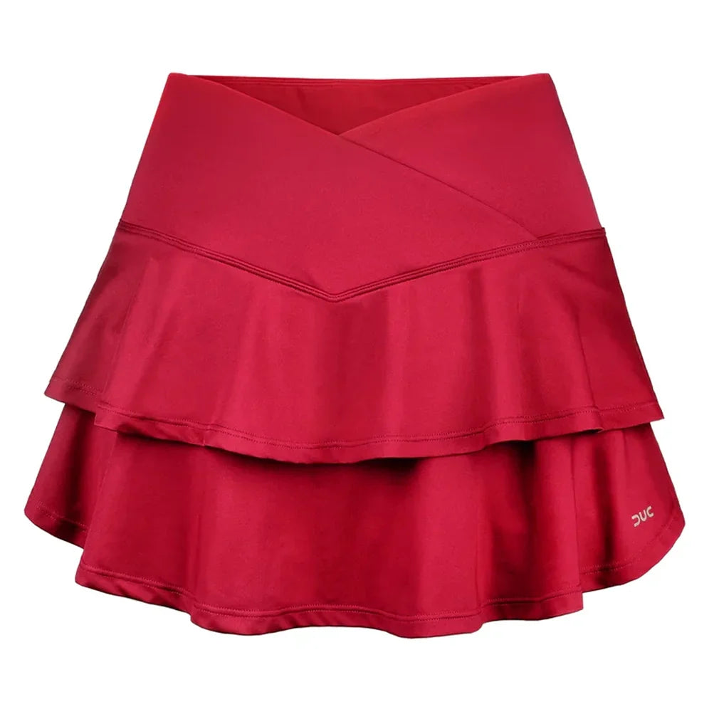 Women's Elevate Cross-Over Flounce Tennis Skort-Apparel-Duc-W2209-TEAM-Cardinal-610078Tennis Express
