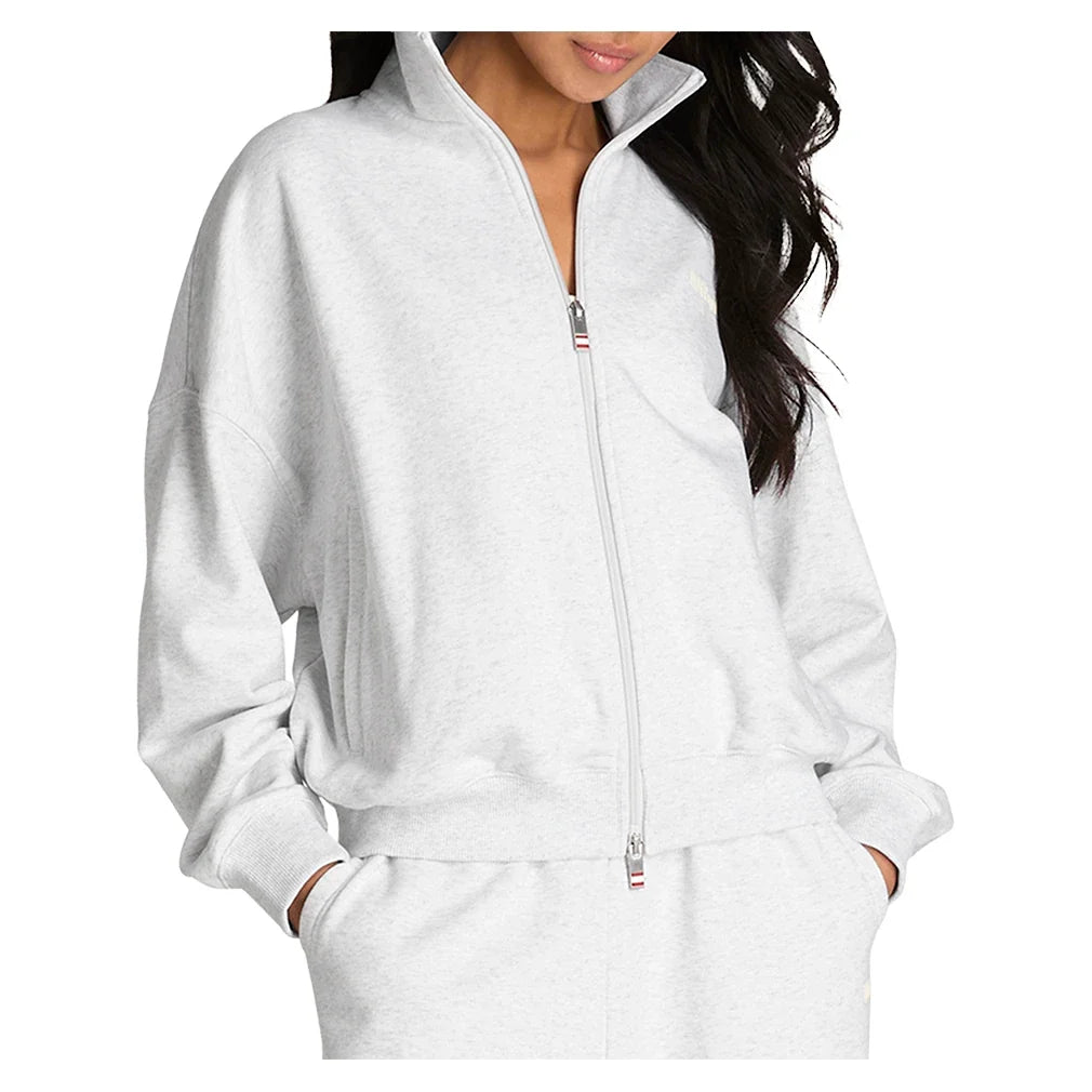 Women's Full Zip Tennis Sweatshirt Cloud Heather-Apparel-Wilson-Cloud Heather-XS, [current_file_name-Tennis Express