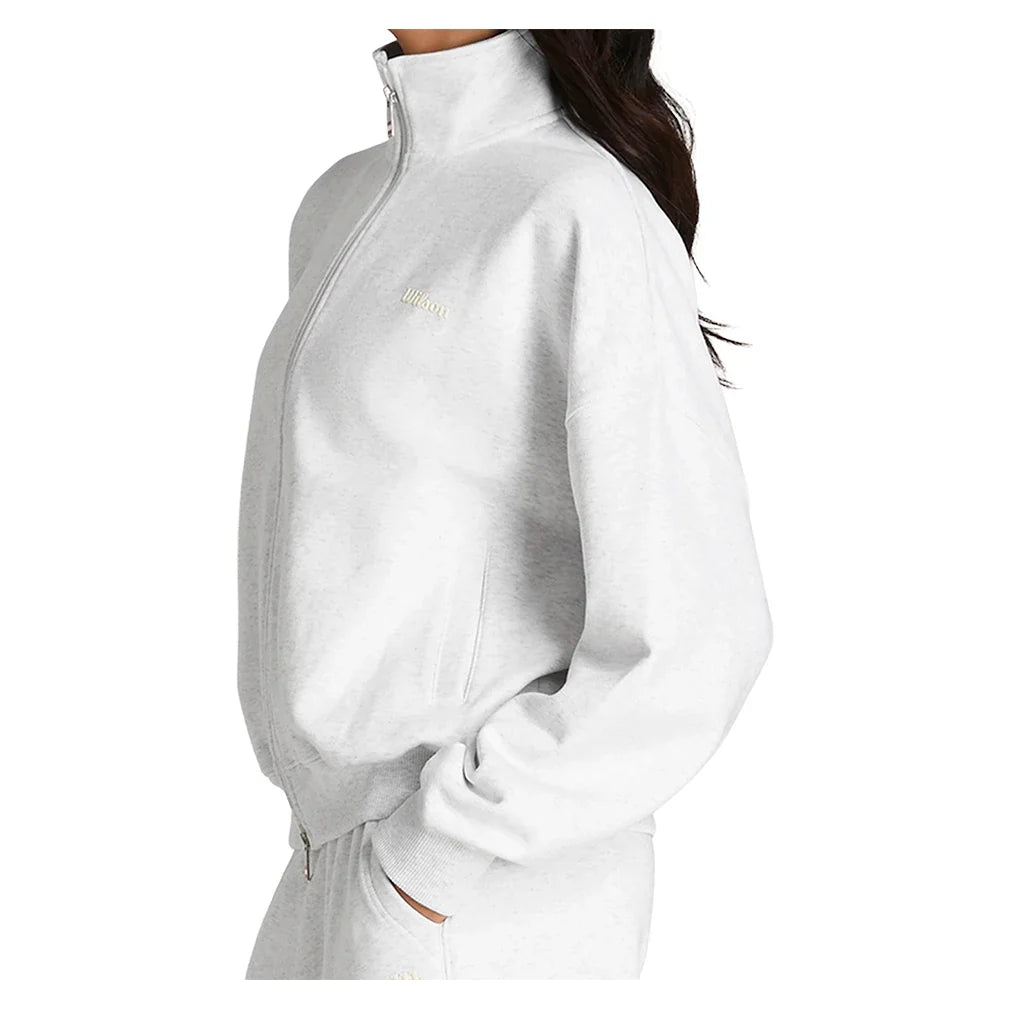 Women's Full Zip Tennis Sweatshirt Cloud Heather-Apparel-Wilson-, [current_file_name-Tennis Express