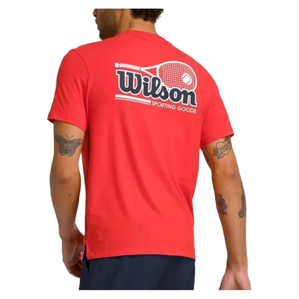 Men's Easy Street Tennis Tee Infrared and Classic Navy-Apparel-Wilson-WM00009511RDB-4-Tennis Express