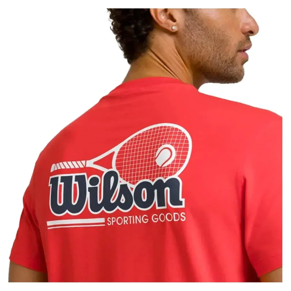 Men's Easy Street Tennis Tee Infrared and Classic Navy-Apparel-Wilson-WM00009511RDB-6-Tennis Express