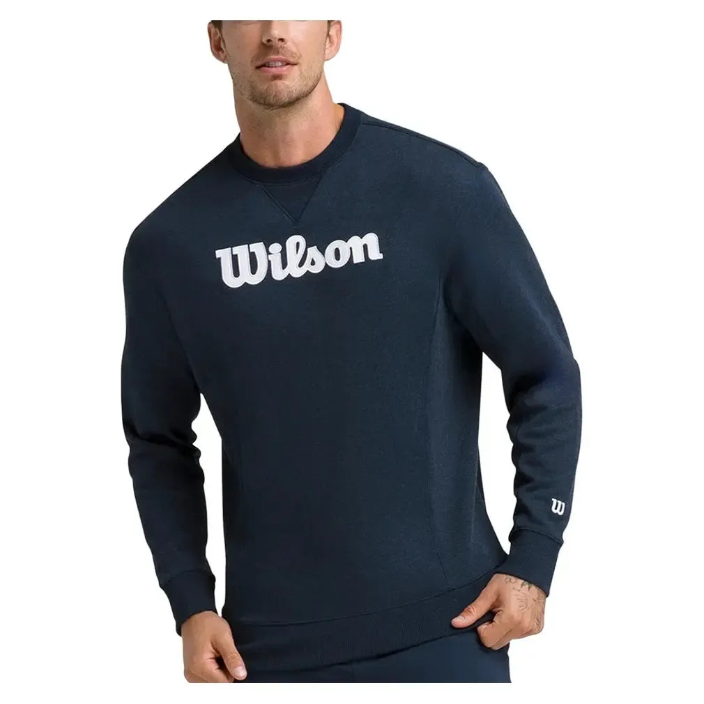 Men's Parkside Crew Classic Tennis Long Sleeve-Apparel-Wilson-WM00108-B-Nay-Tennis Express