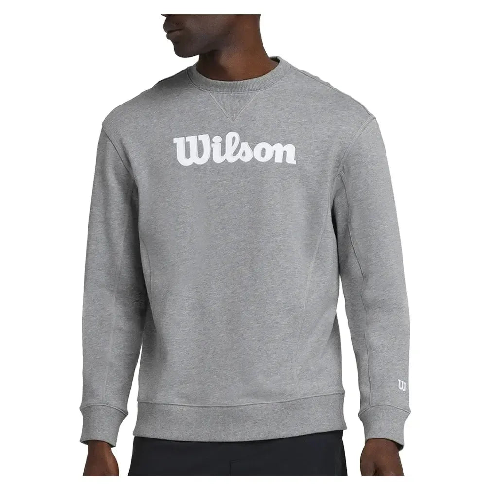 Men's Parkside Crew Classic Tennis Long Sleeve-Apparel-Wilson-WM00108-B-gray-Tennis Express