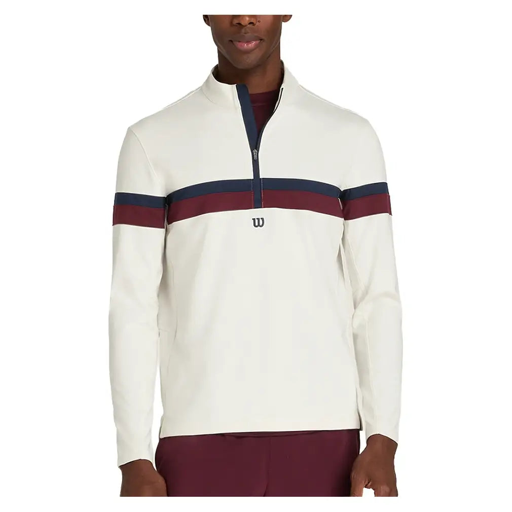 Men's Elevate Performance Half-Zip Tennis Top Sandrift-Apparel-Wilson-WM00204531GYC-3-Tennis Express