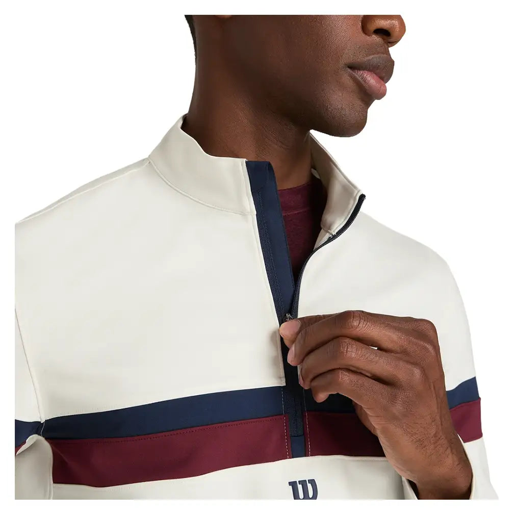 Men's Elevate Performance Half-Zip Tennis Top Sandrift-Apparel-Wilson-WM00204531GYC-6-Tennis Express
