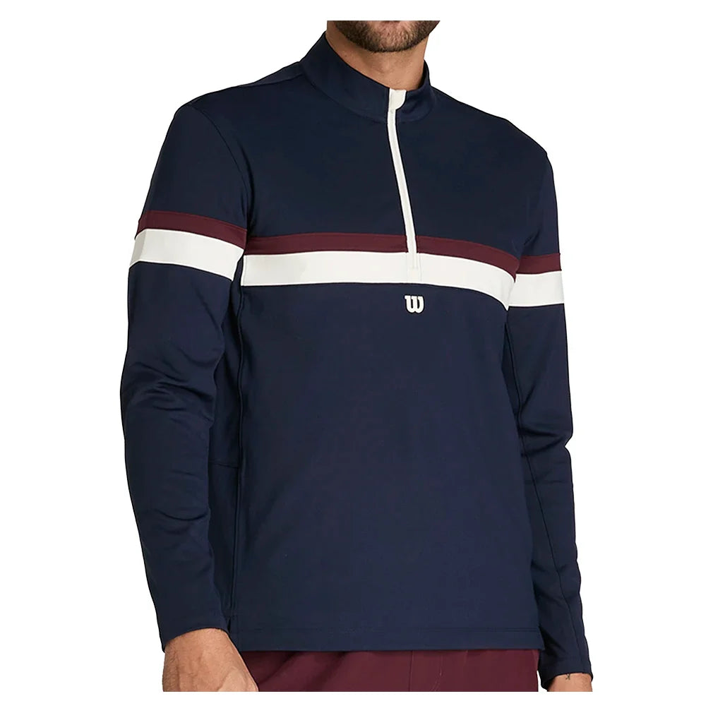 Men's Elevate Performance Half-Zip Tennis Top Classic Navy-Apparel-Wilson-S-, [current_file_name-Tennis Express