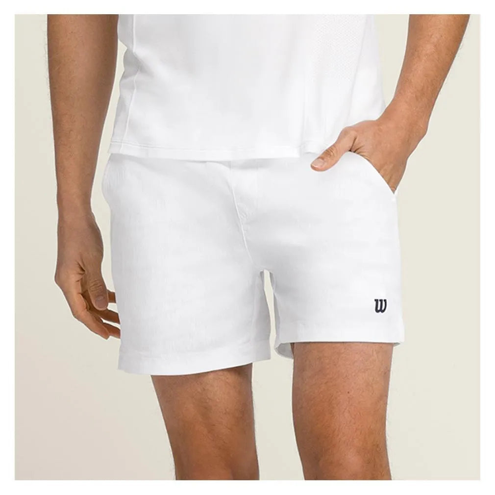 Men's Volley 6 Inch Tennis Short Bright White-Apparel-Wilson-WM00274331WTA-B-3-Tennis Express